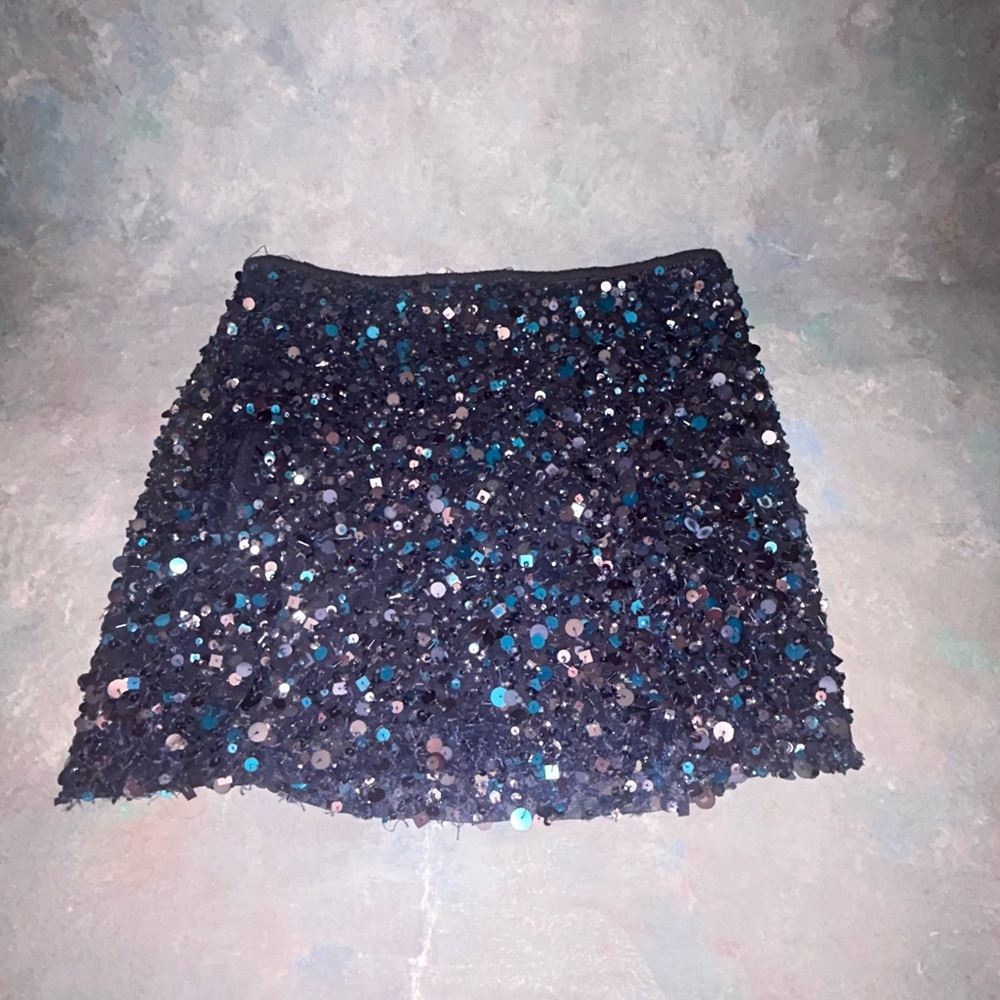 Bailey 44 Black and Blue Sequin Mini Skirt